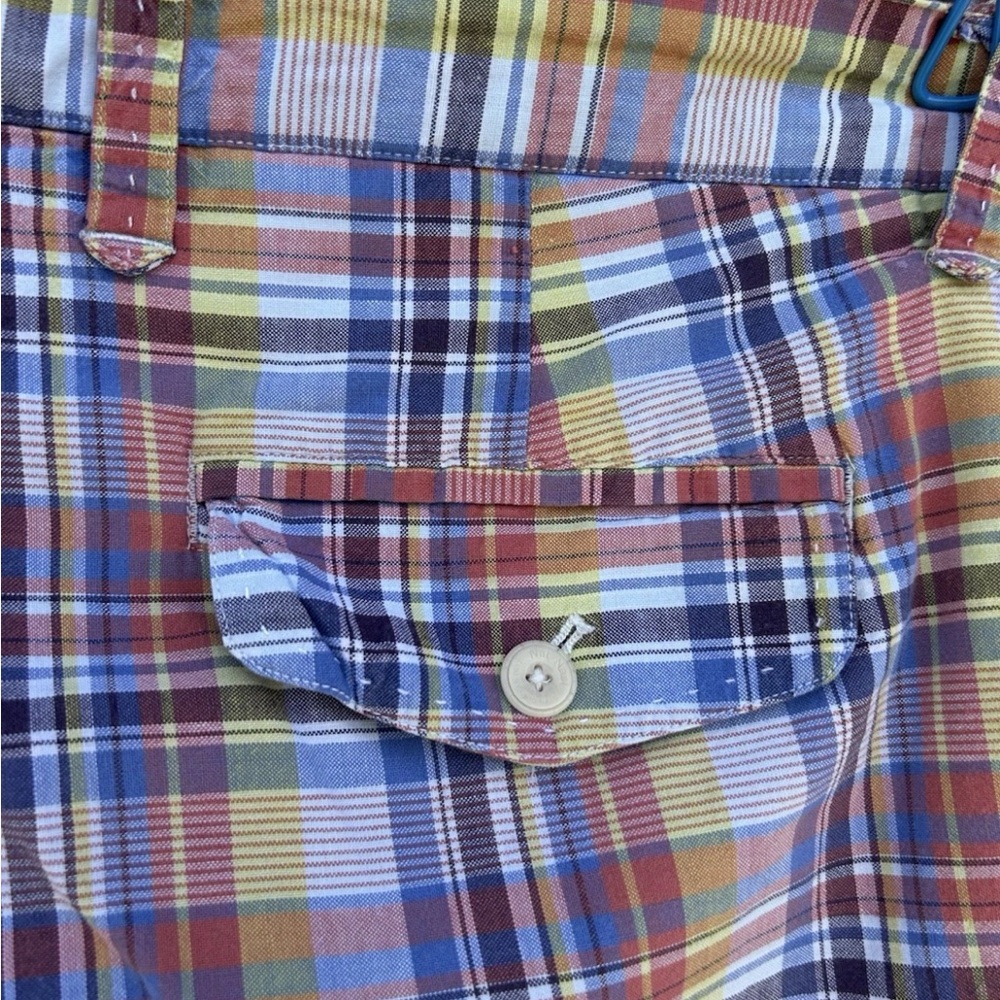 Nat Nast Shorts Mens Size 36 Blue Yellow‎ Red Plaid Cargo Pockets Cotton - Picture 9 of 11